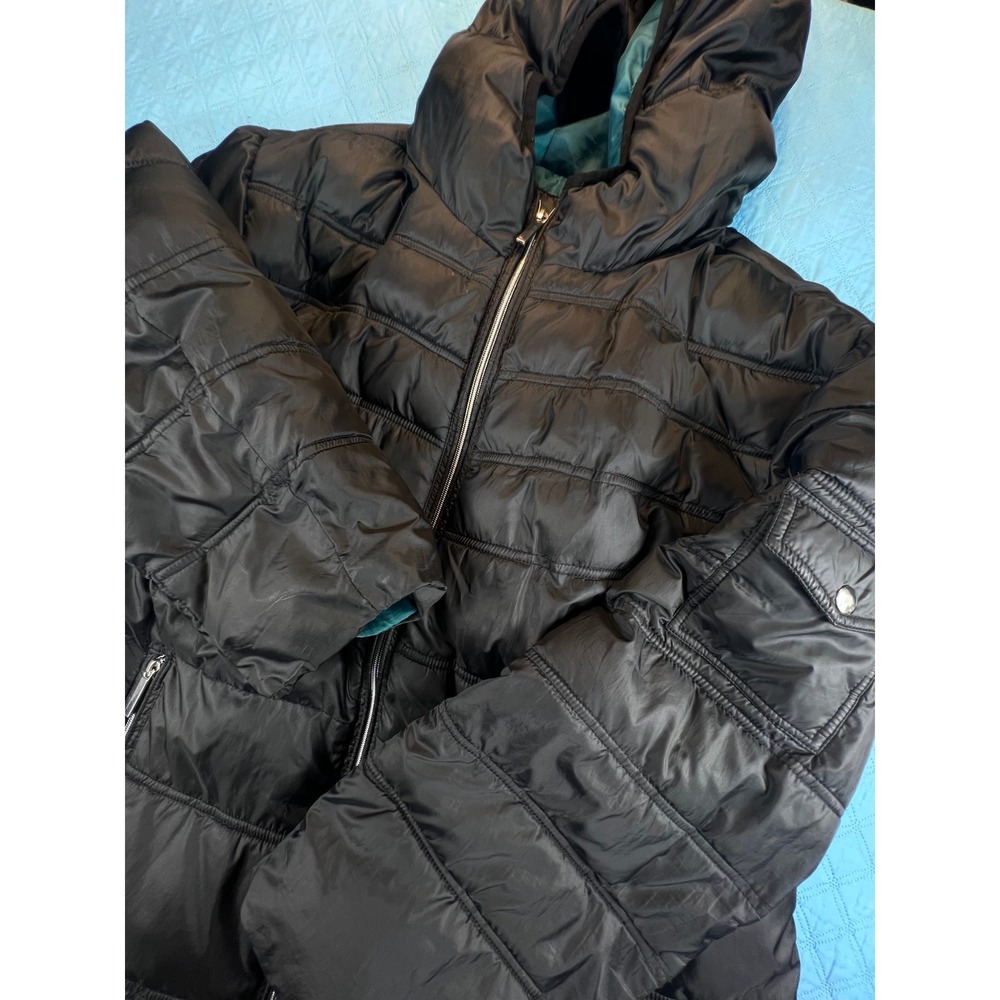 Outdoor Spirit Black Puffer Coat Women 3X Plus Size Longline Hooded Jacket